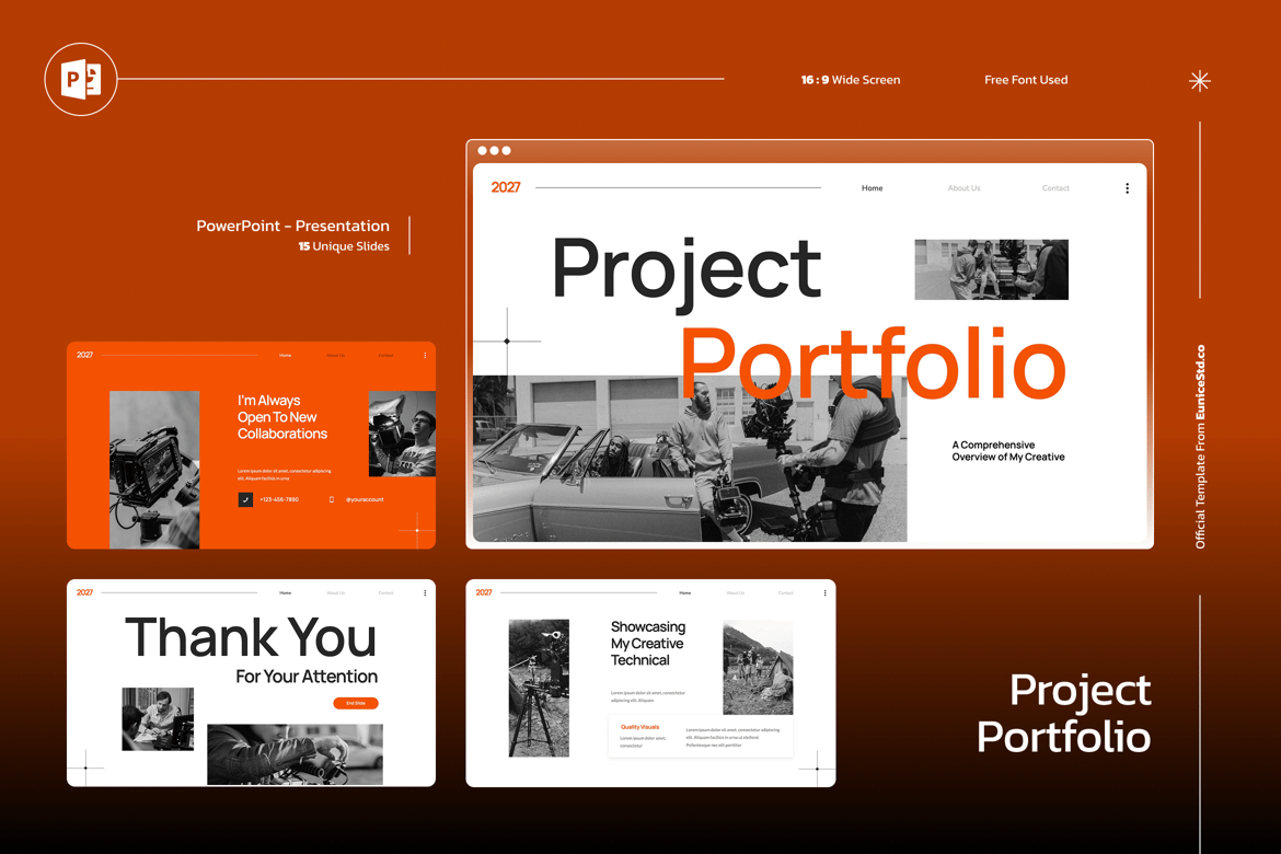 Template Powerpoint Portofolio Proyek yang Menarik dan Profesional