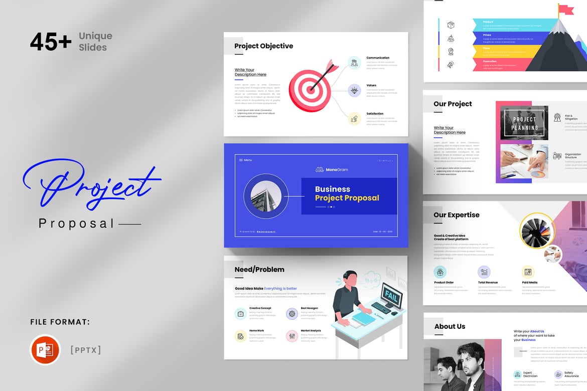 Template Presentasi PowerPoint Proposal Proyek yang Menarik
