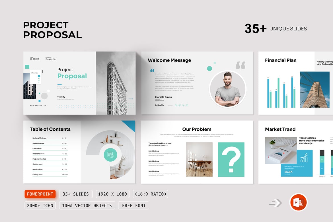 Template Presentasi PowerPoint Proposal Proyek yang Menarik