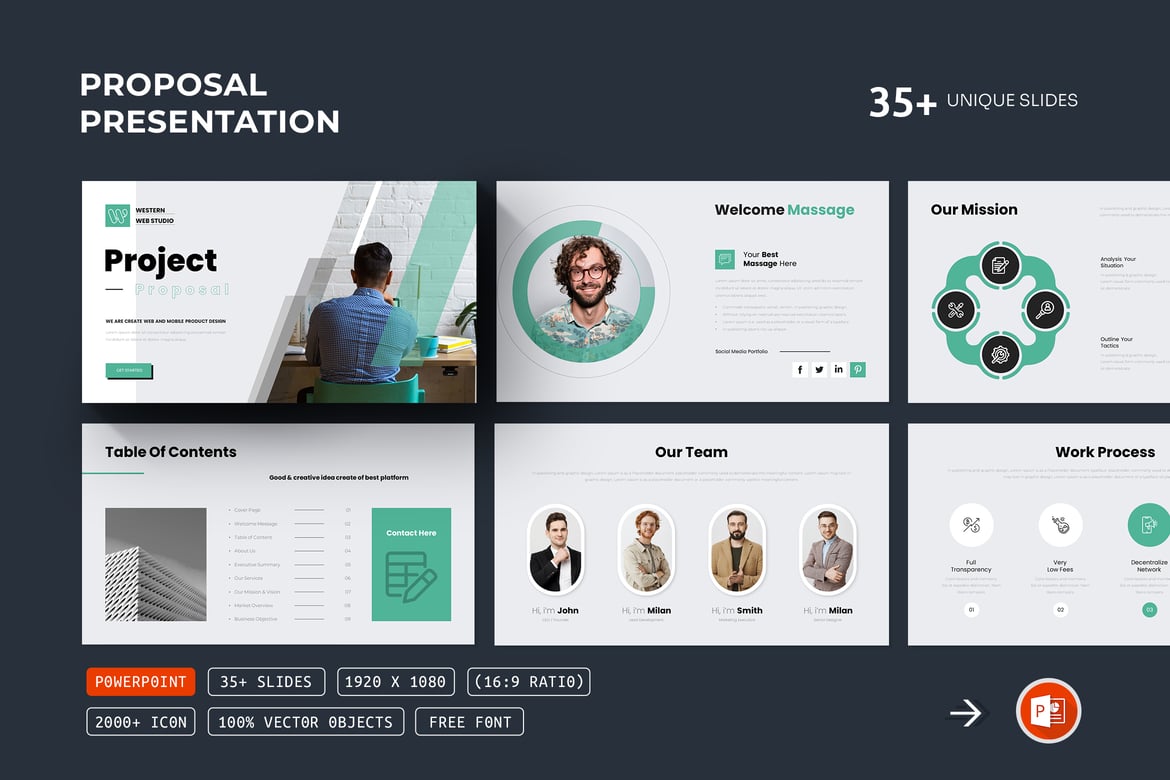 Template Presentasi PowerPoint Proposal Proyek yang Menarik