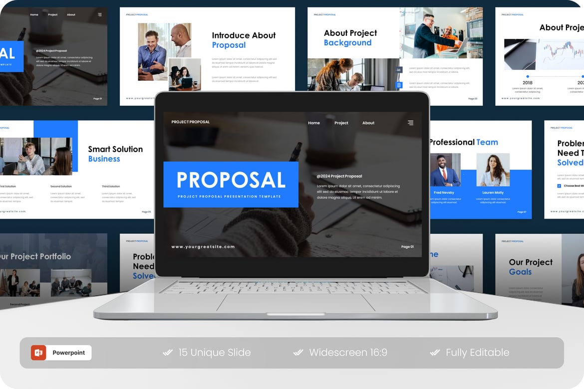 Template Presentasi PowerPoint Proposal Proyek yang Menarik