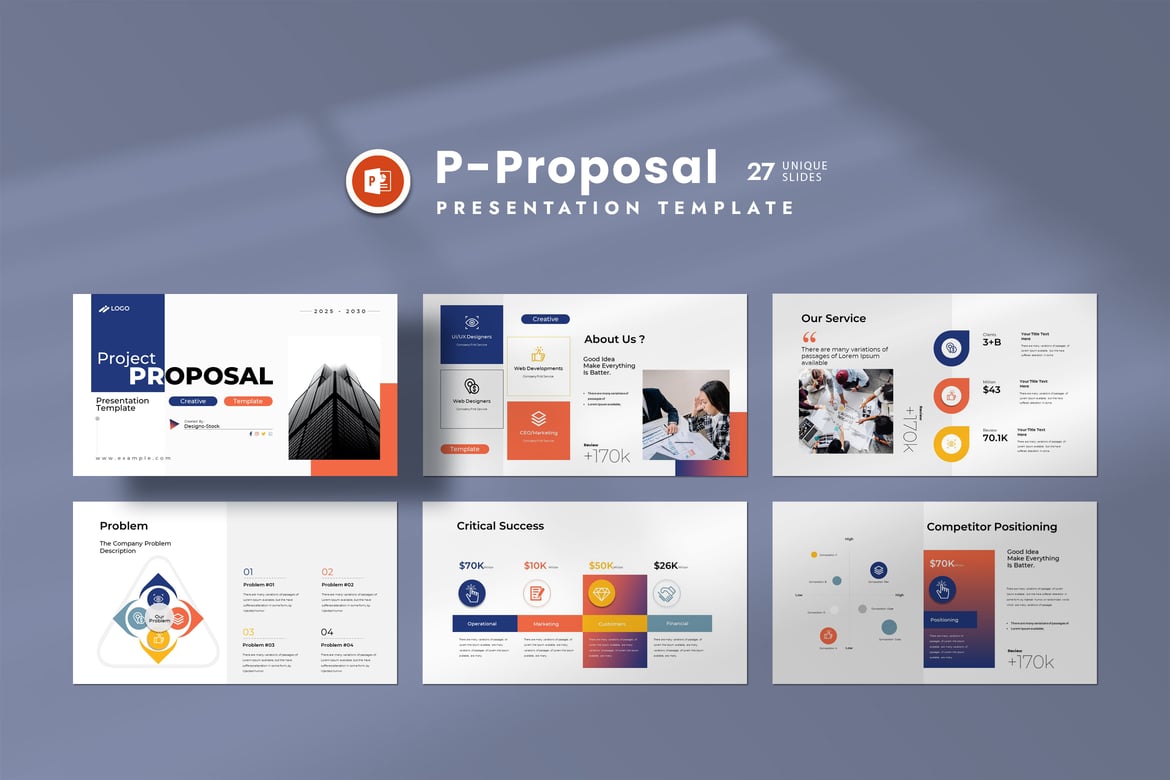 Template PowerPoint Proposal Proyek Multicolor yang Menarik