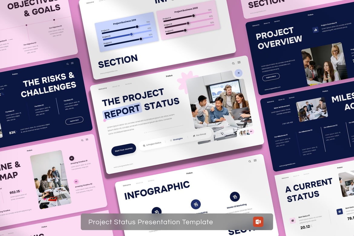 Template Presentasi PowerPoint Status Proyek yang Menarik