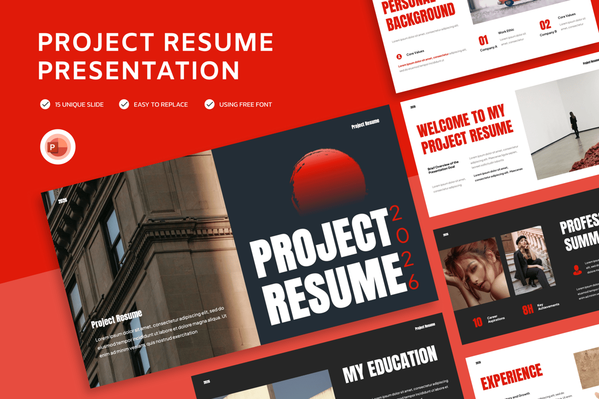Template Presentasi PowerPoint Resume Proyek yang Menarik