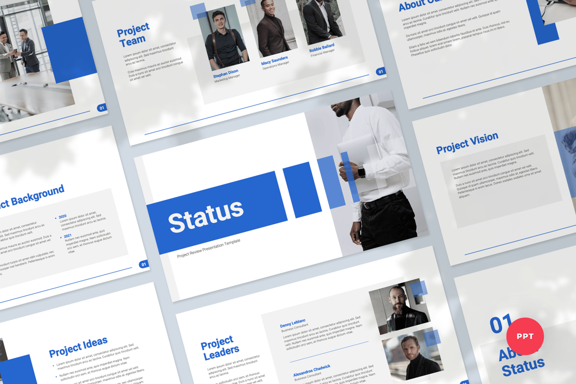 Template Presentasi PowerPoint untuk Tinjauan Proyek yang Modern dan Profesional