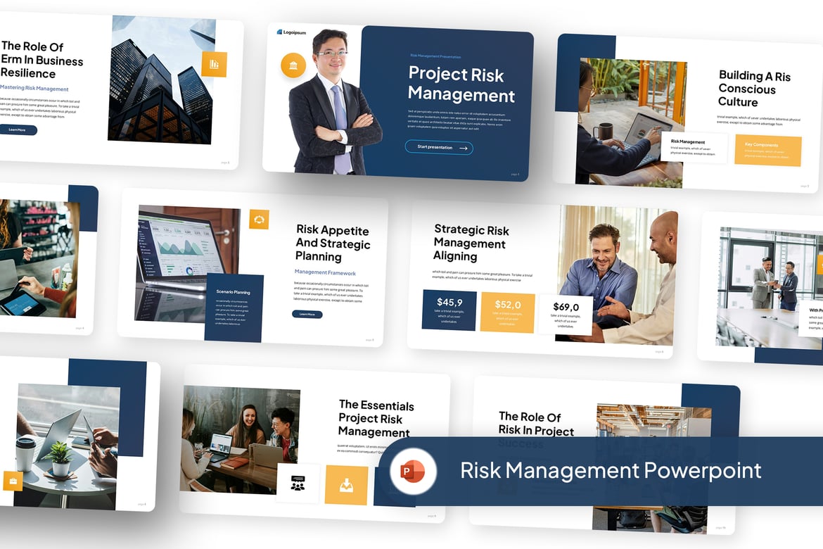 Template Powerpoint Manajemen Risiko yang Kreatif dan Modern