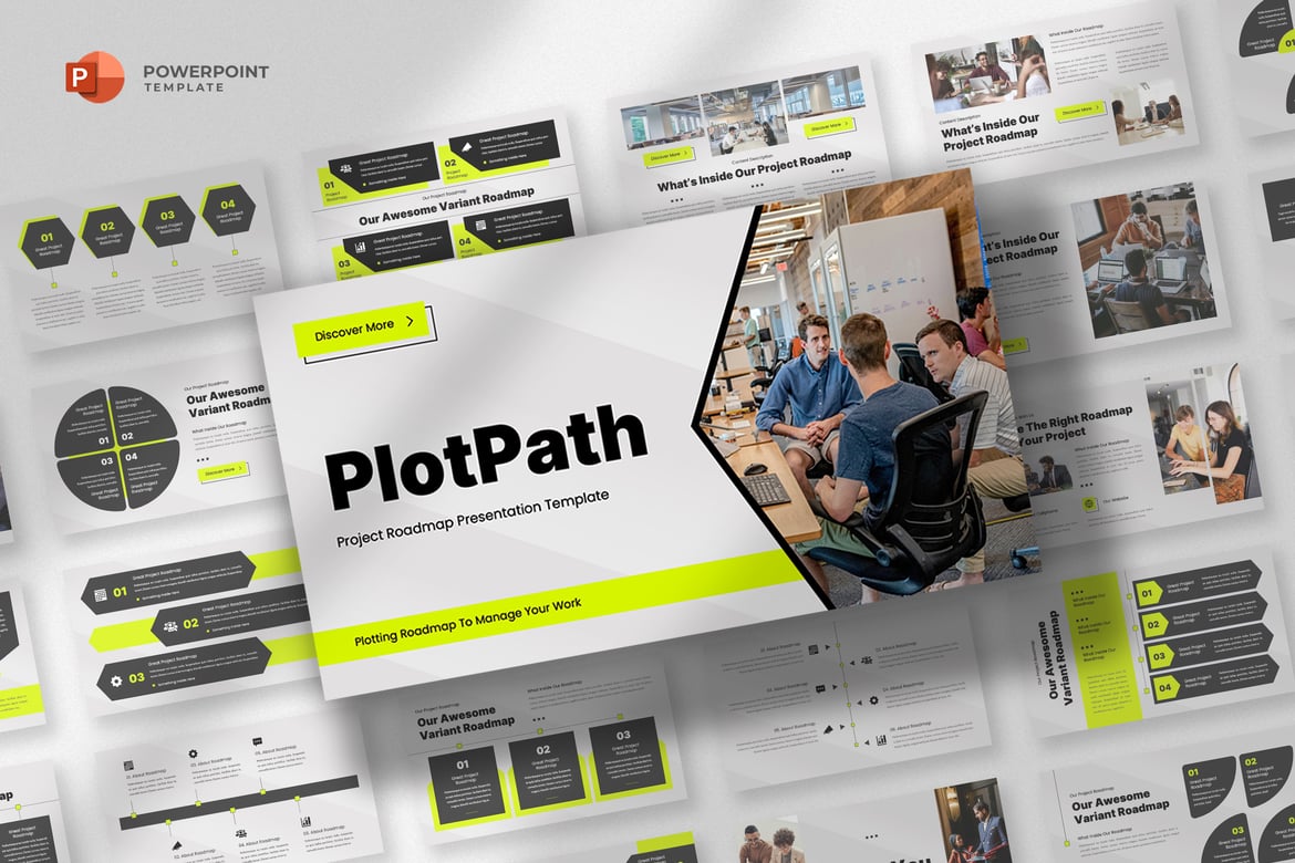 Template Powerpoint Peta Jalan Proyek yang Menarik dan Profesional