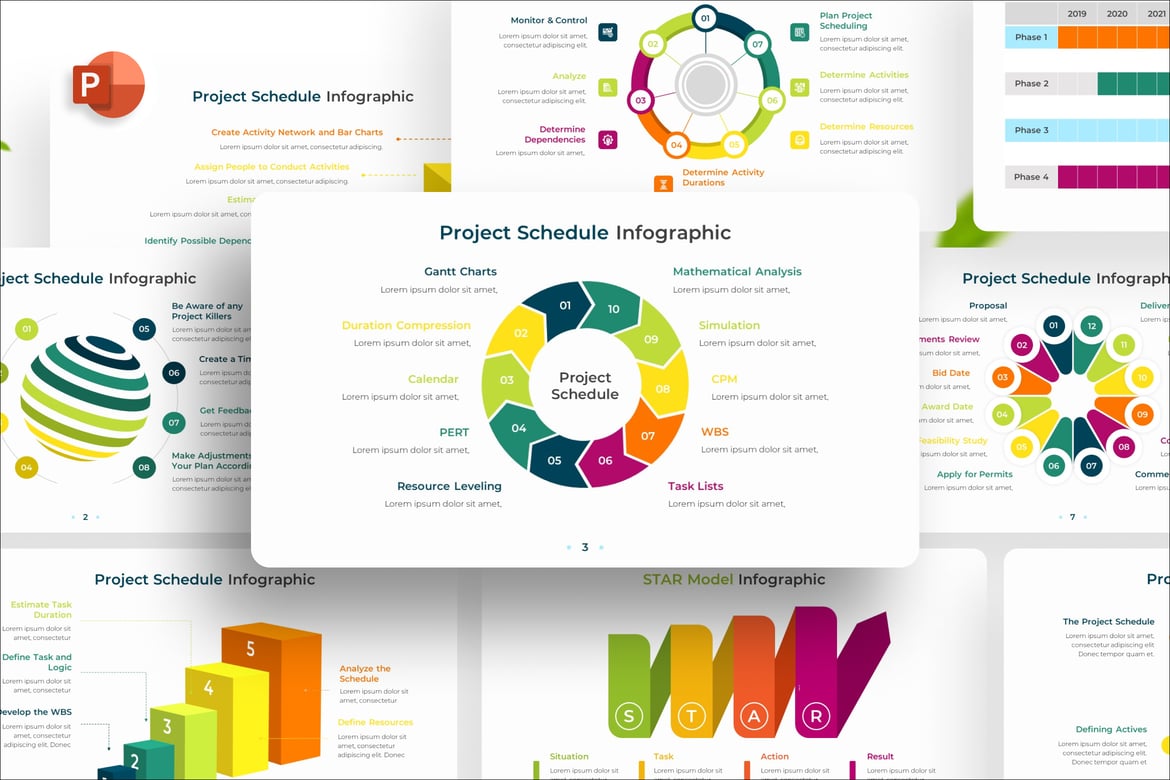 Template PowerPoint Infografis Jadwal Proyek yang Menakjubkan