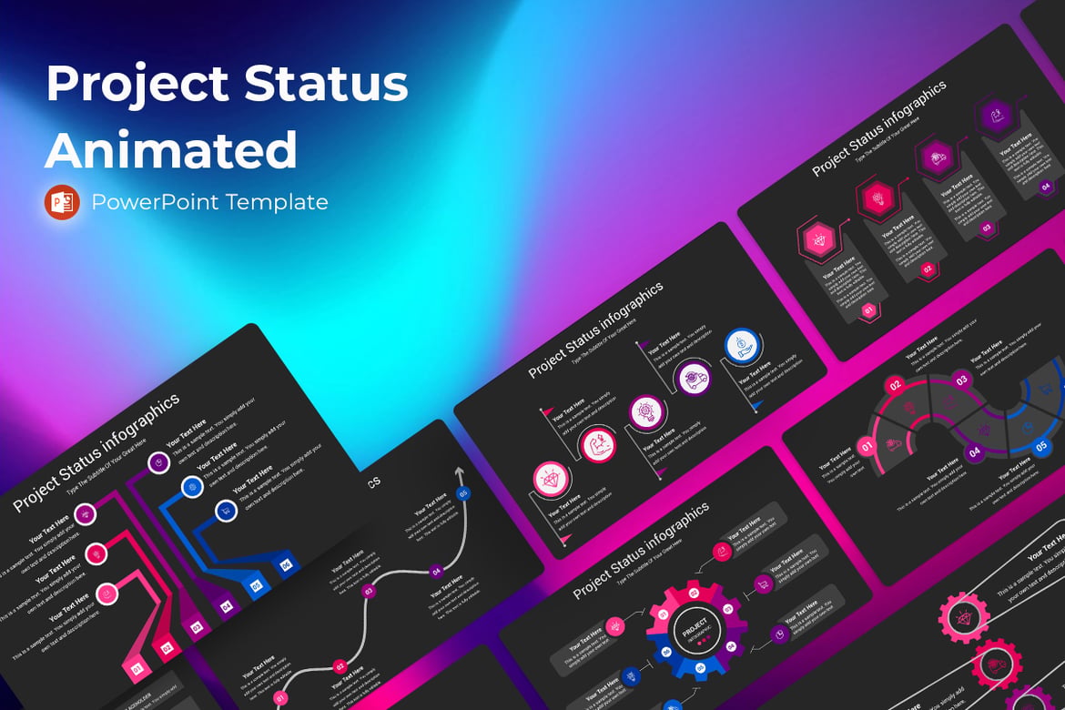 Template Presentasi PowerPoint Status Proyek Animasi yang Menarik