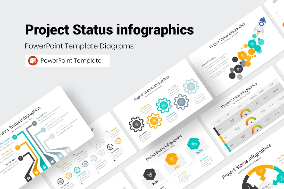 Template PowerPoint Infografis Status Proyek yang Menarik