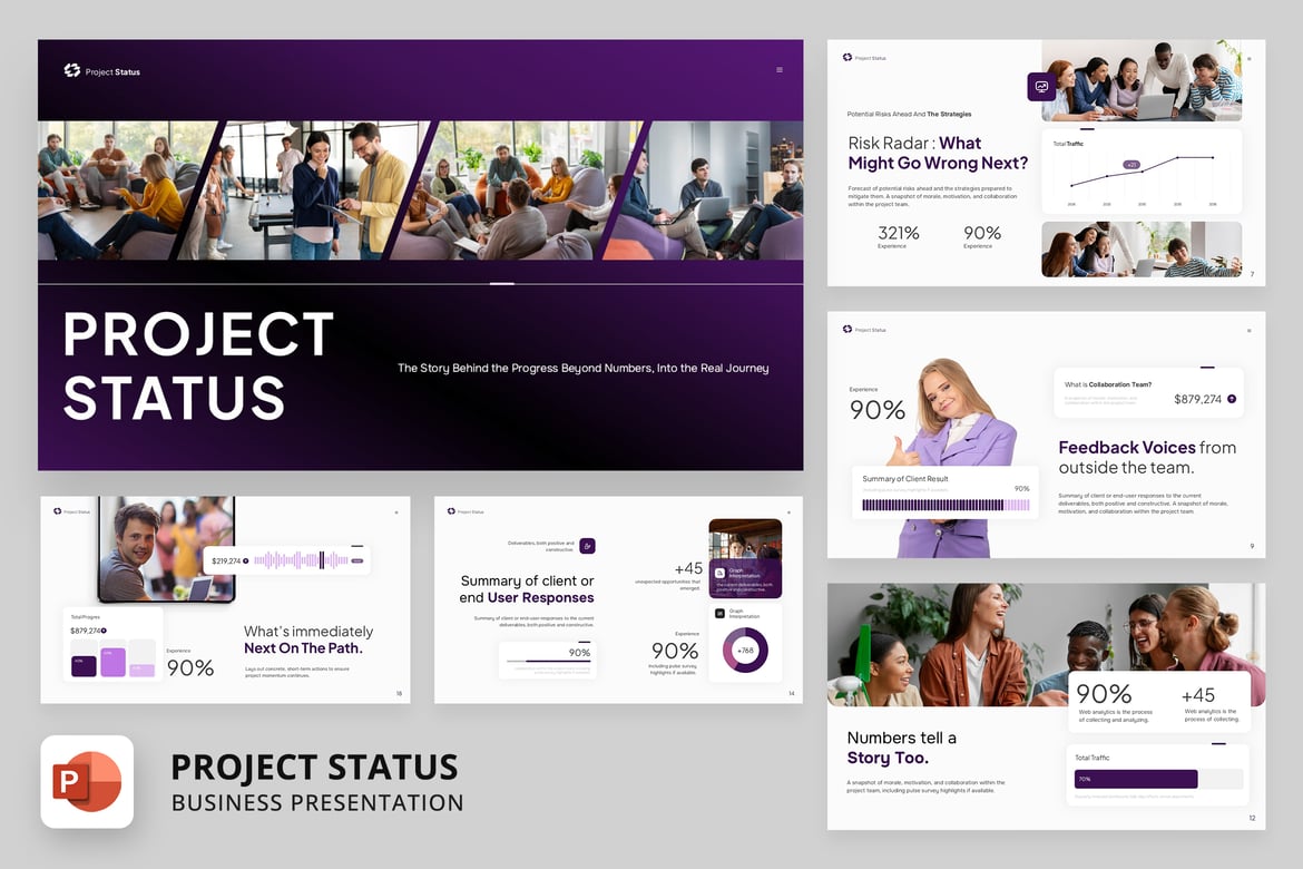 Template Presentasi PowerPoint Status Proyek yang Elegan dan Modern