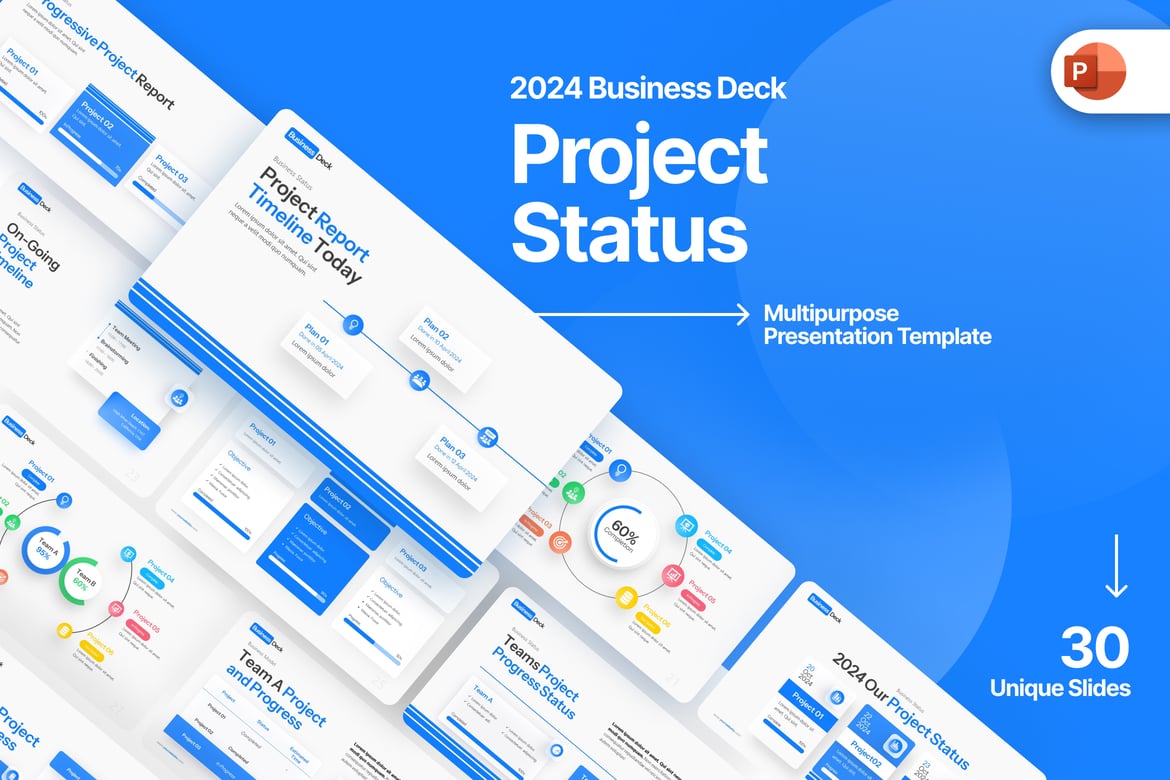 Template PowerPoint Status Proyek yang Modern dan Profesional