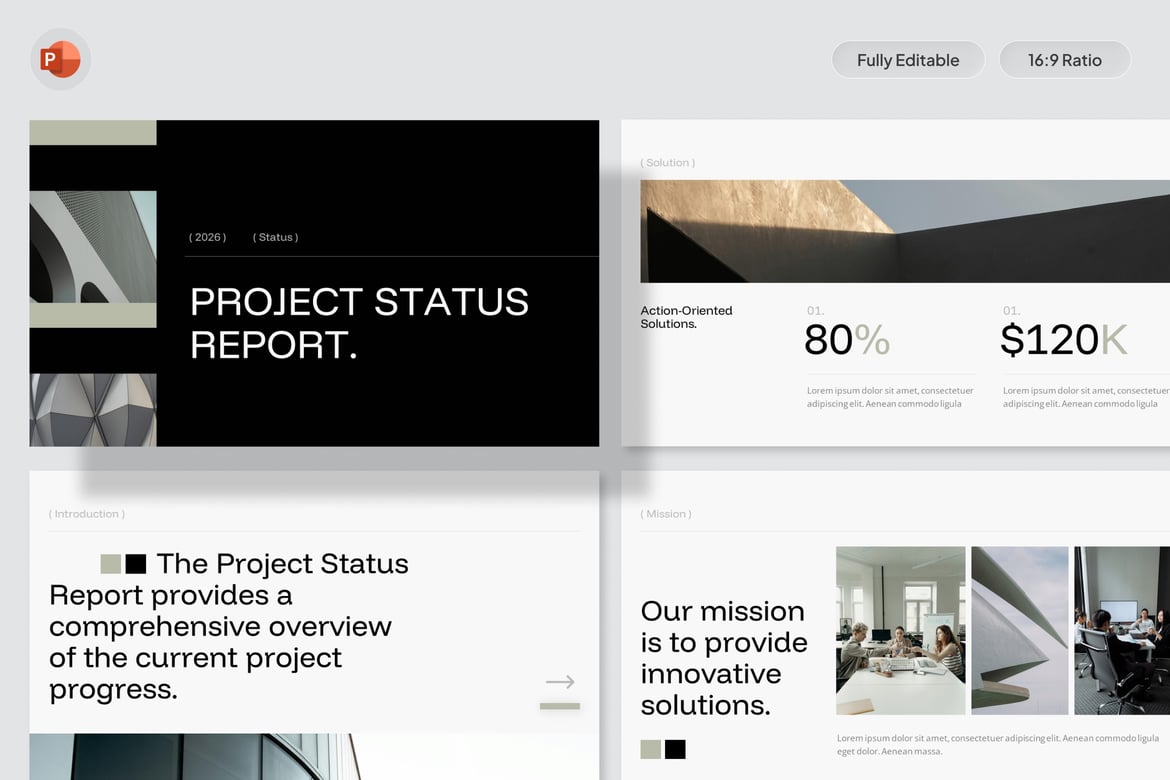 Template Presentasi Status Proyek - PowerPoint Modern dan Minimalis