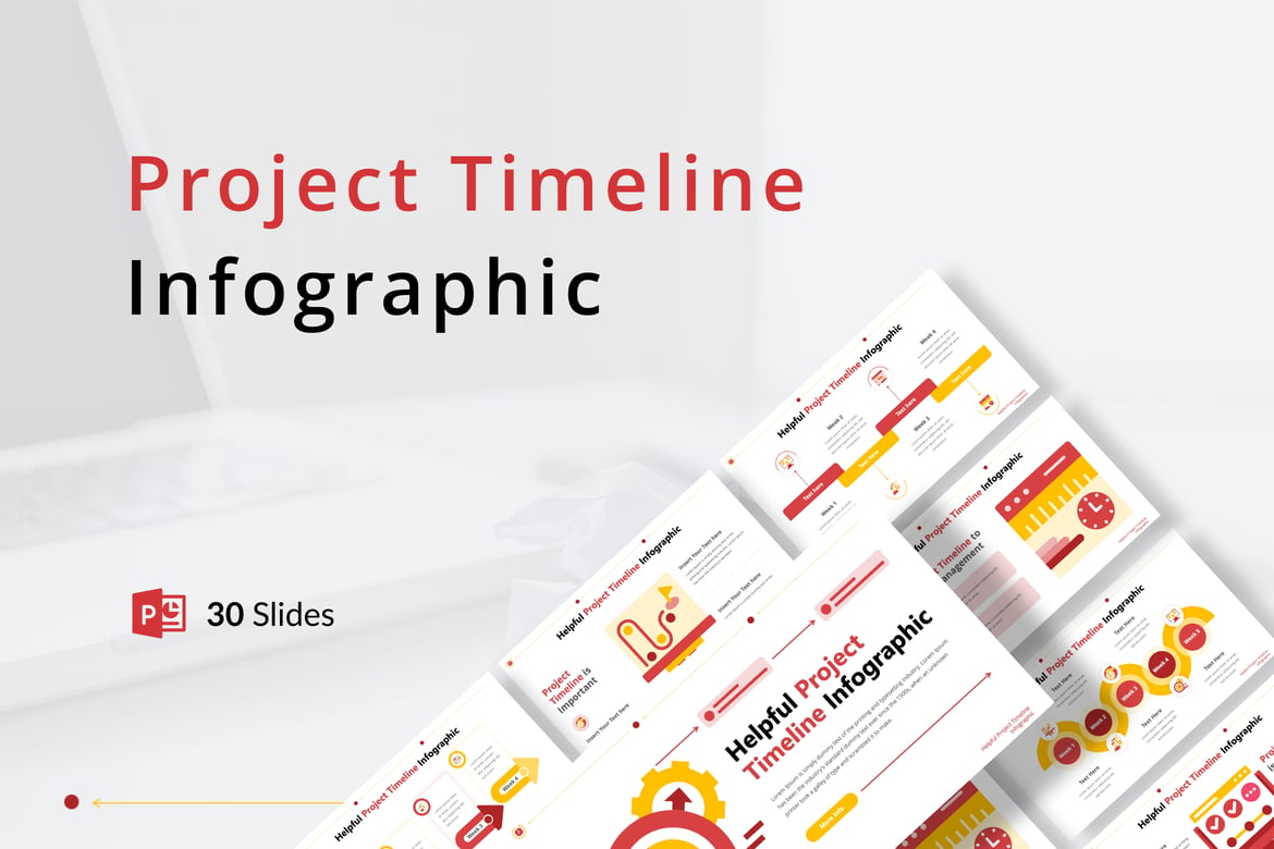 Template PowerPoint Infografis Timeline Proyek yang Menarik