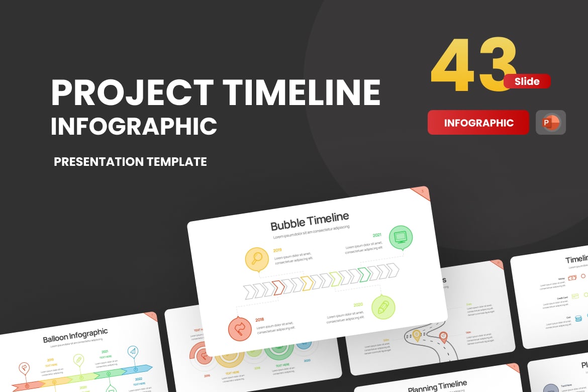 Template PowerPoint Garis Waktu Proyek Warna 2 yang Menarik