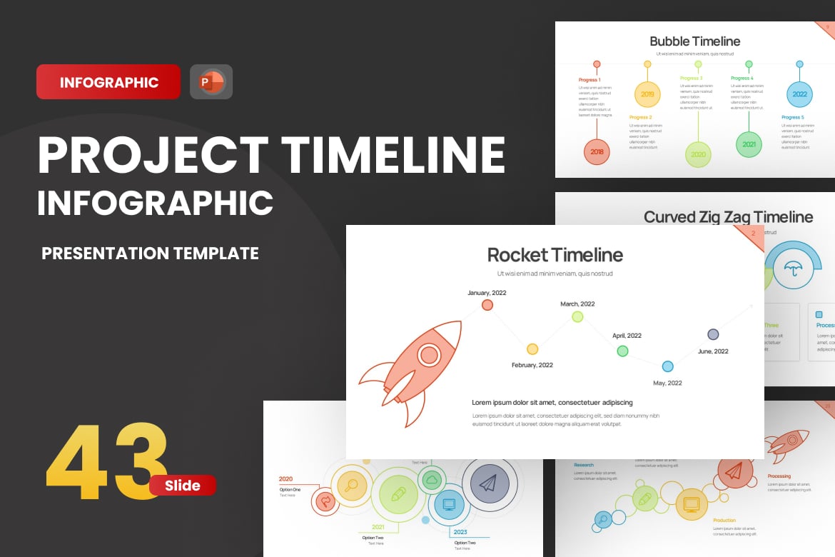 Template PowerPoint Garis Waktu Proyek yang Menarik