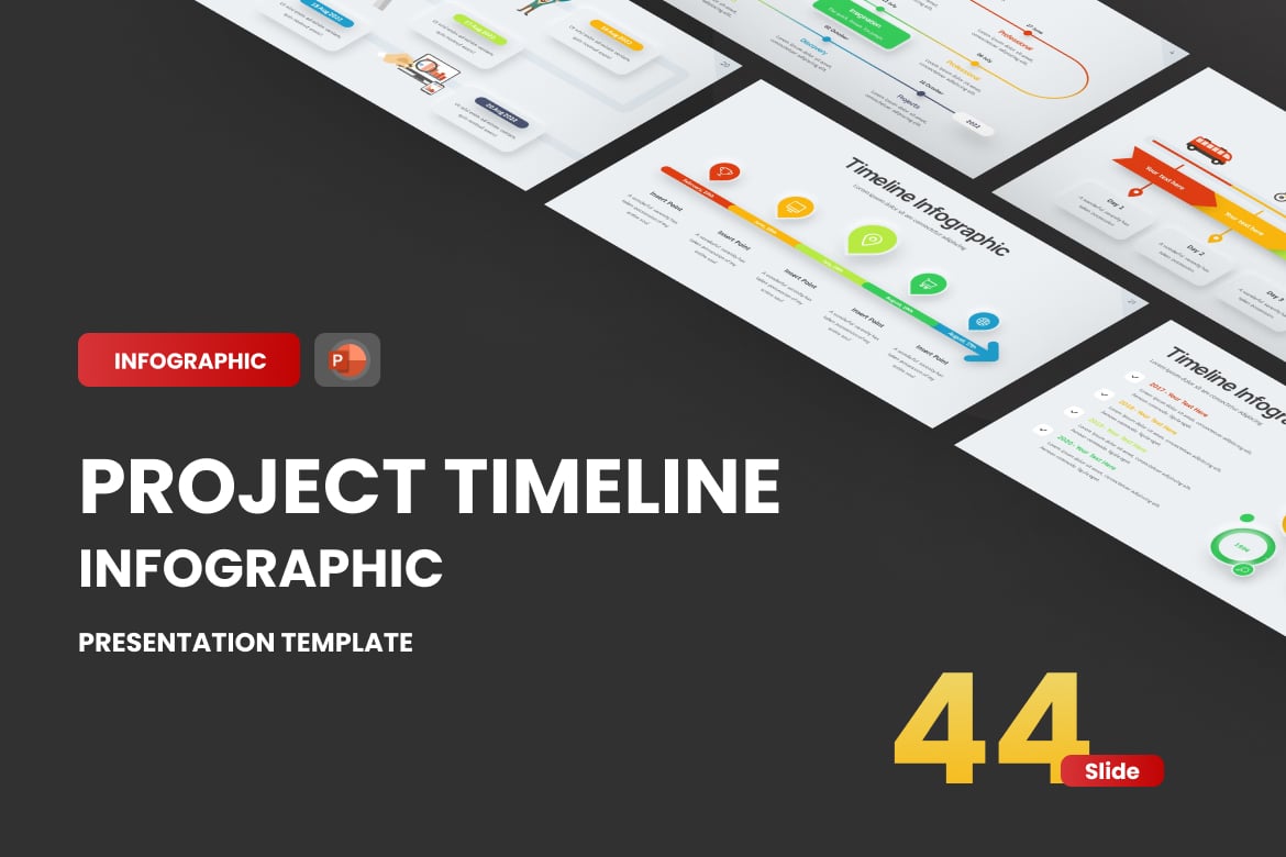 Template PowerPoint Timeline Proyek Neumorph 3 yang Menarik