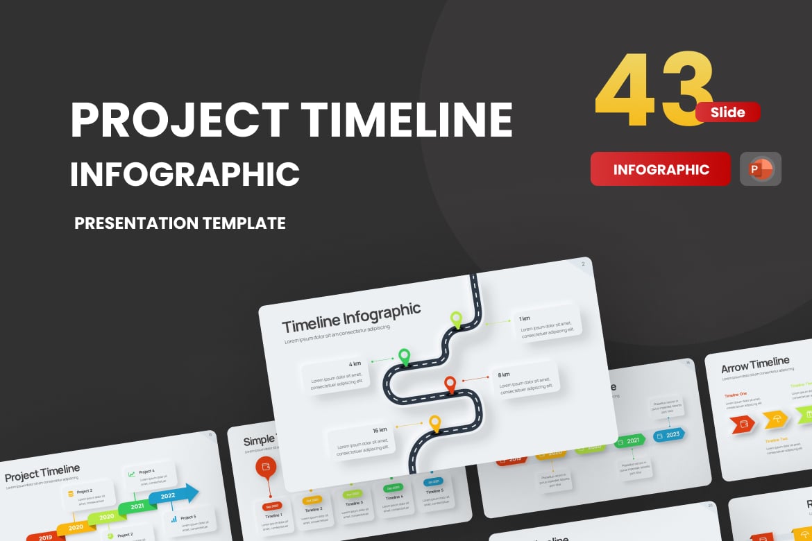 Template Presentasi PowerPoint Timeline Neumorph 4 yang Menarik