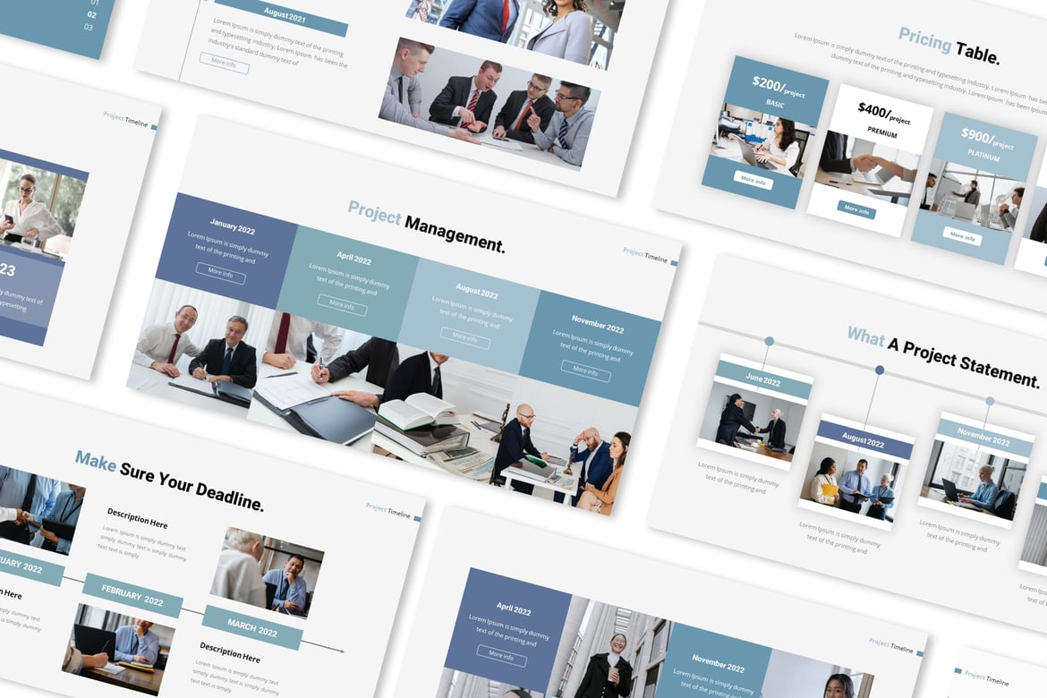 Template Presentasi PowerPoint Garis Waktu Proyek yang Menarik