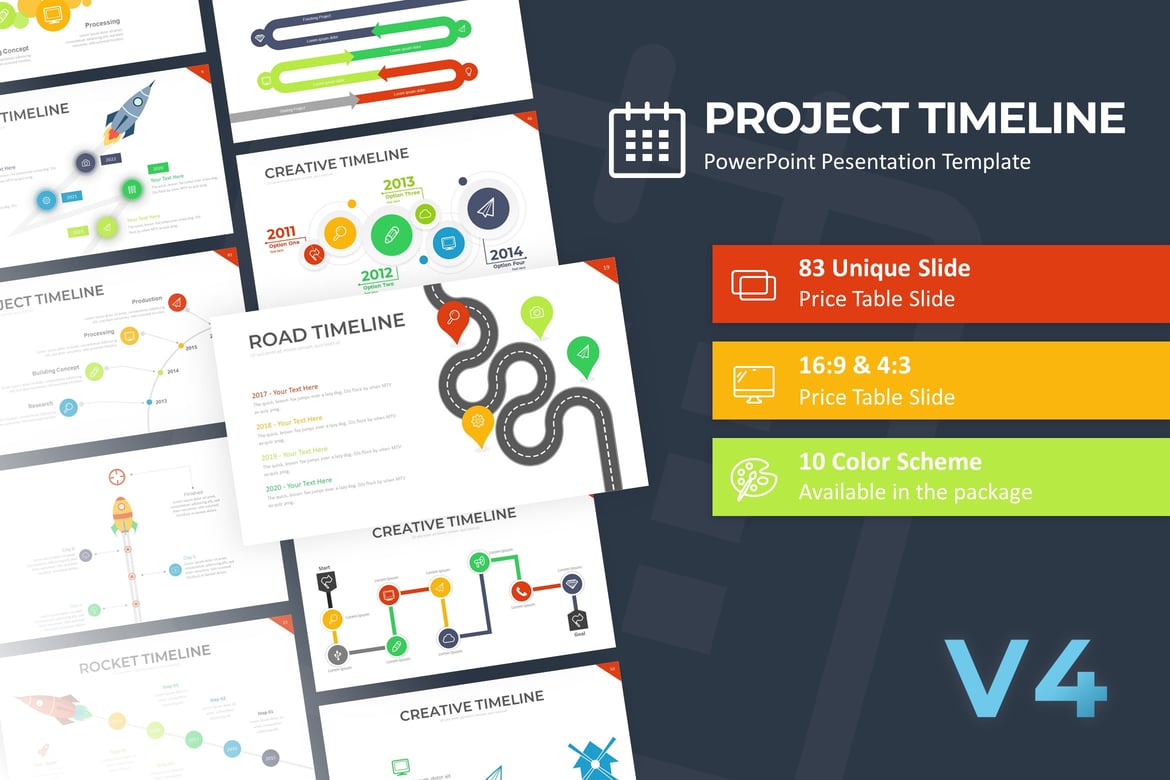 Template PowerPoint Garis Waktu Proyek yang Menarik