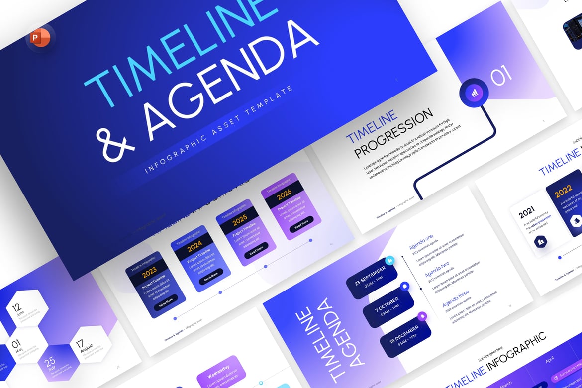 Template PowerPoint Garis Waktu Proyek Modern
