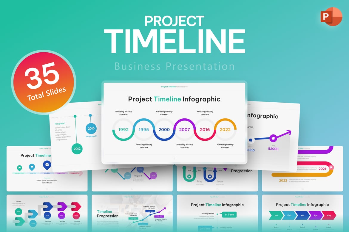 Template PowerPoint Timeline Pro untuk Proyek Anda
