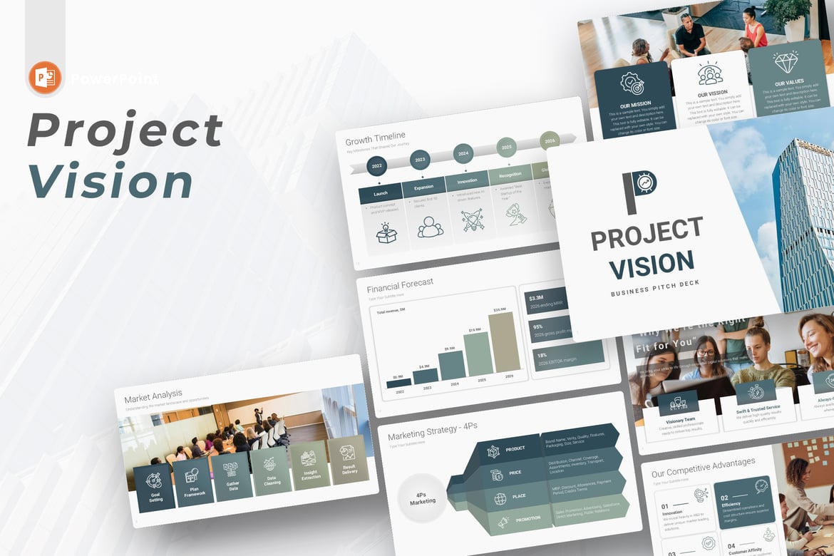 Template Presentasi PowerPoint Visibilitas Proyek yang Menarik