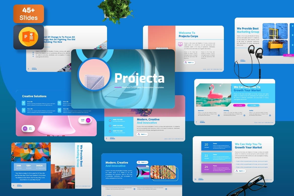 Projecta - Template Presentasi Powerpoint Korporat yang Menarik