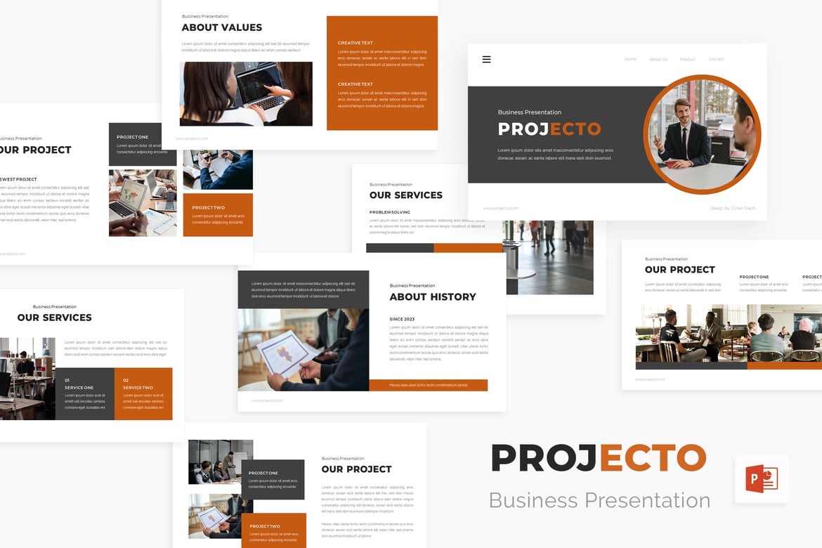 Template PowerPoint Bisnis Projecto yang Menarik