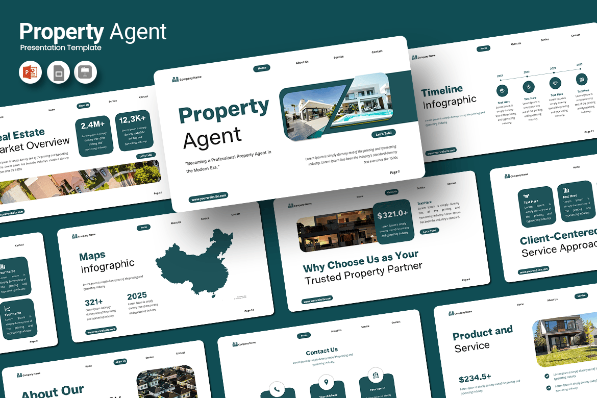 Template PowerPoint untuk Agen Properti yang Menarik dan Profesional