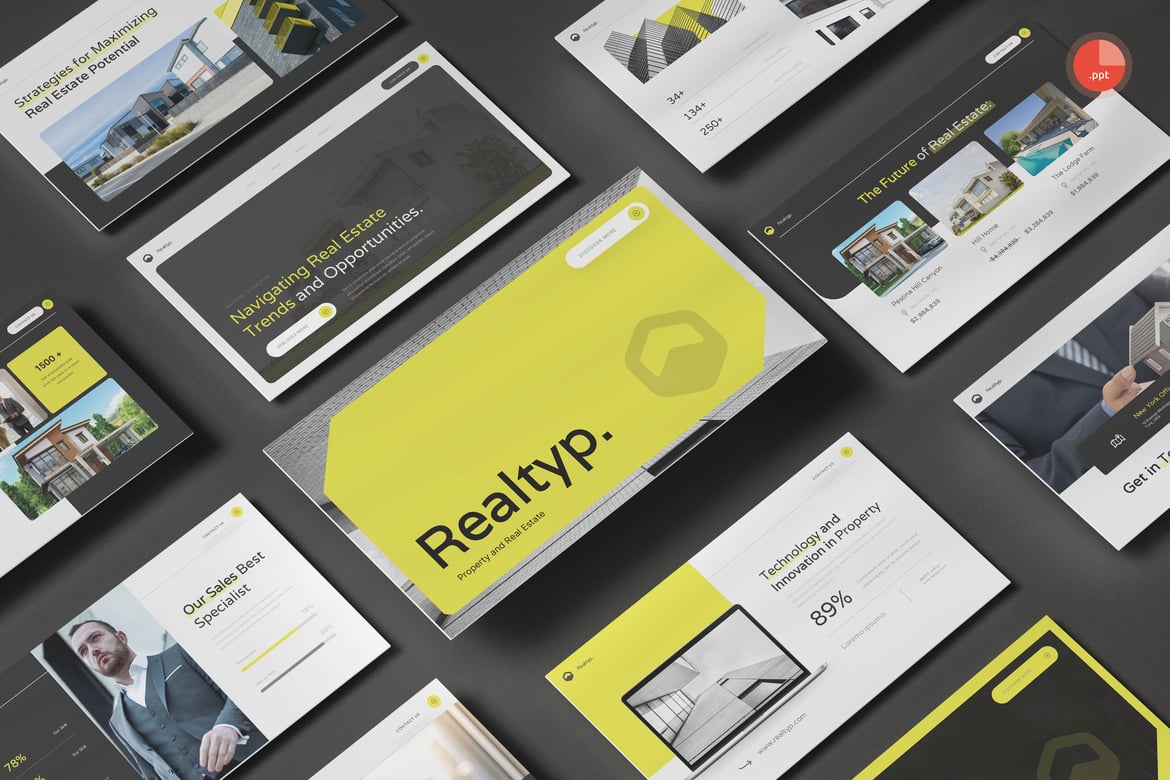 Template Presentasi PowerPoint Properti dan Real Estat yang Menarik