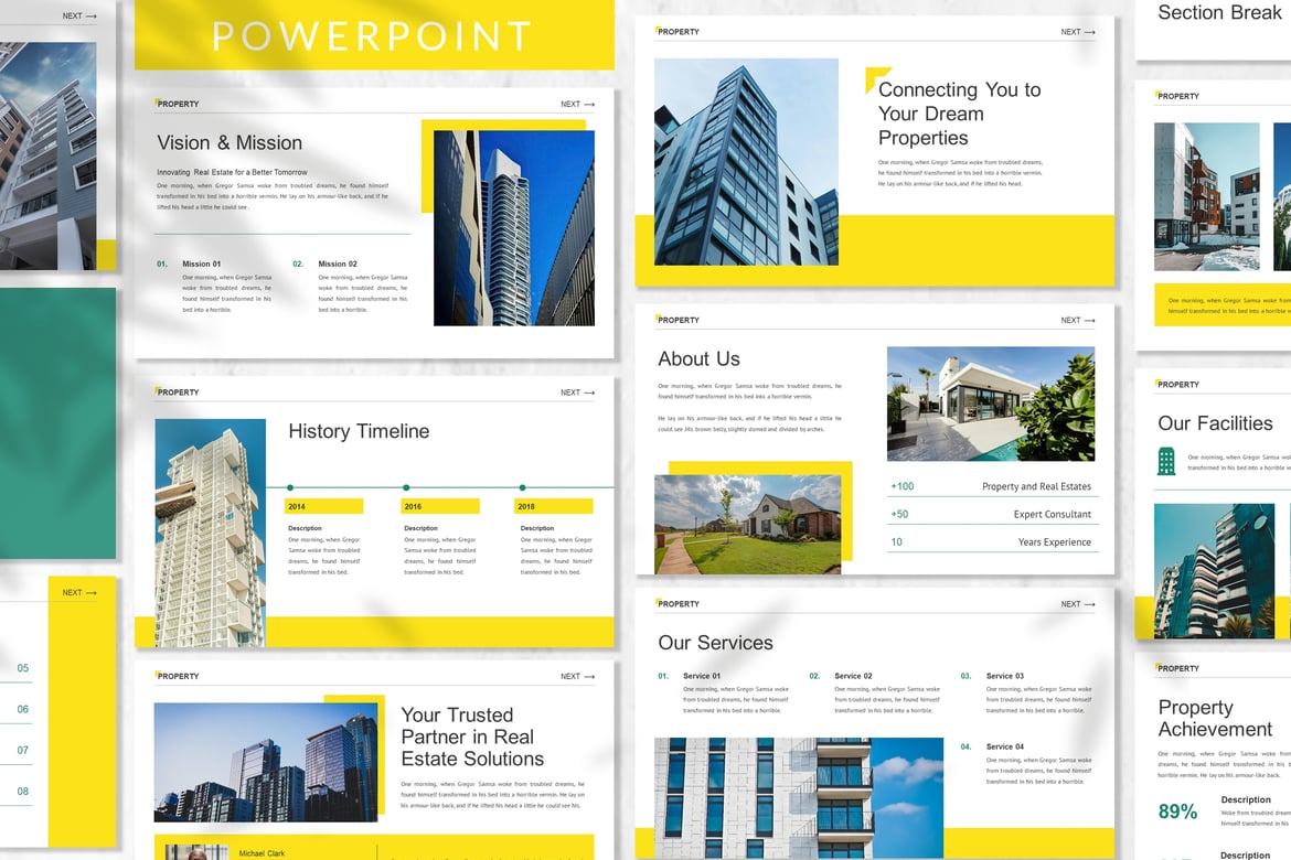 Template Powerpoint Bisnis Properti yang Modern dan Menarik