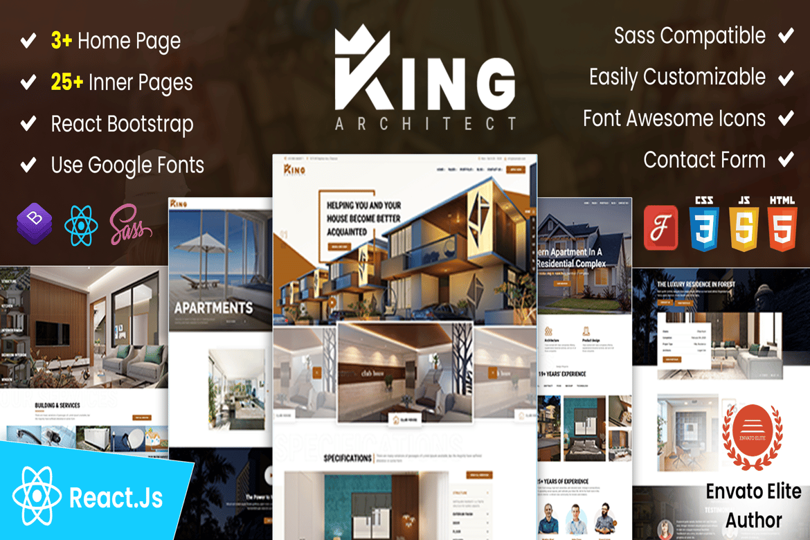 Template Website Real Estat KingArchitect yang Modern dan Responsif