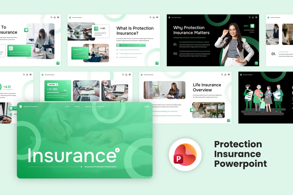 Template Presentasi PowerPoint Asuransi Perlindungan yang Kreatif