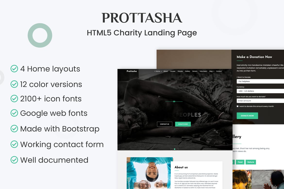 Prottasha - Template Website Amal Bootstrap yang Menawan