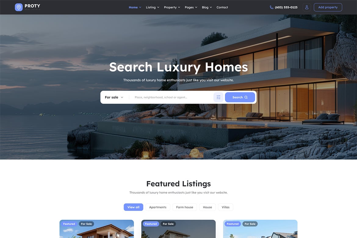 Proty - Template Website Real Estate Modern Menggunakan React Next.js