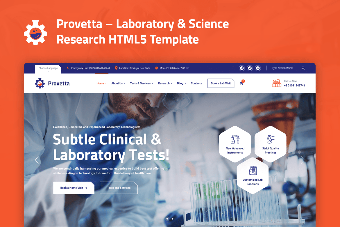 Provetta – Template Website Laboratorium & Sains yang Profesional