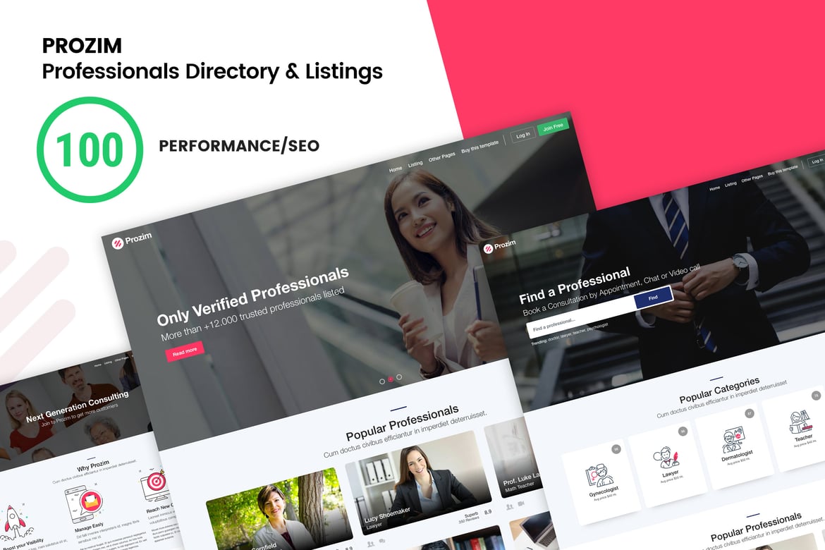 Prozim - Template Website Direktori dan Daftar Profesional yang Modern