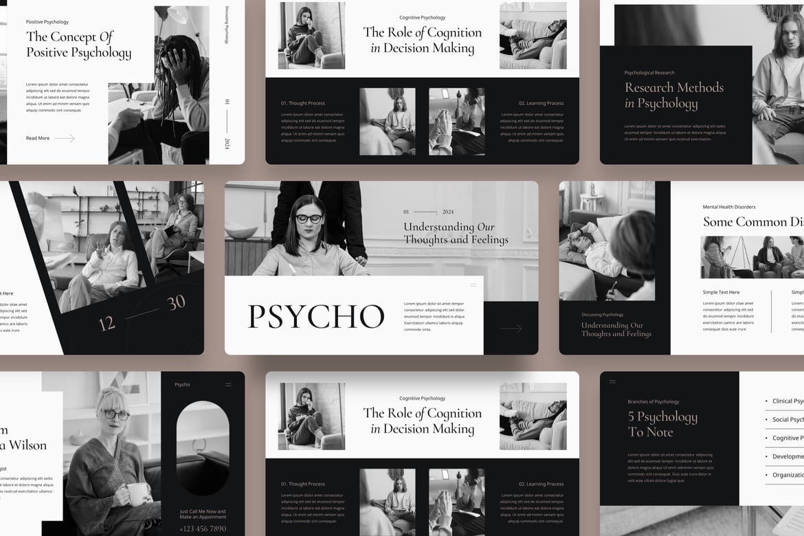Template Presentasi Psikologi - Psycho PowerPoint yang Menarik
