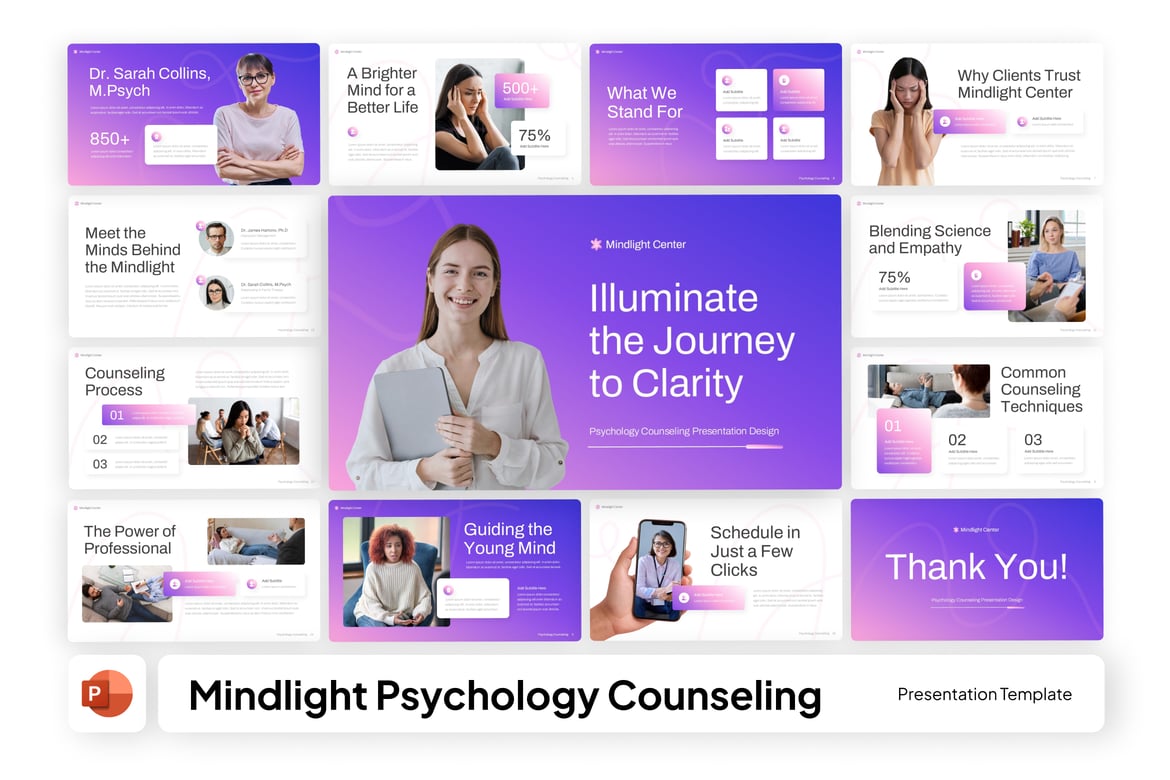 Template Presentasi PowerPoint Konseling Psikologi yang Kreatif