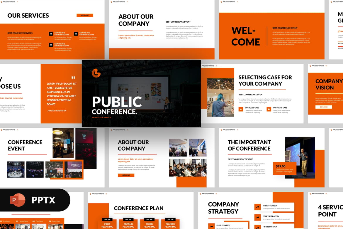 Template Presentasi PowerPoint untuk Konferensi Publik Modern