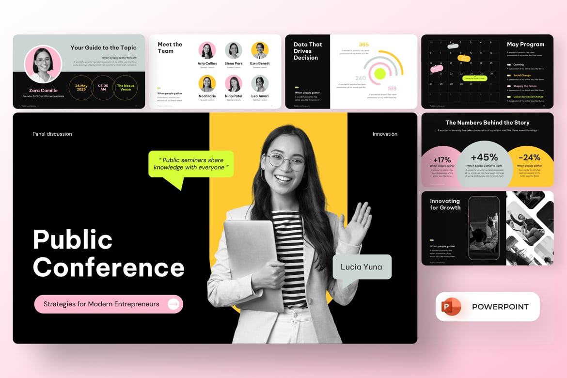 Template PowerPoint Konferensi Publik yang Memukau