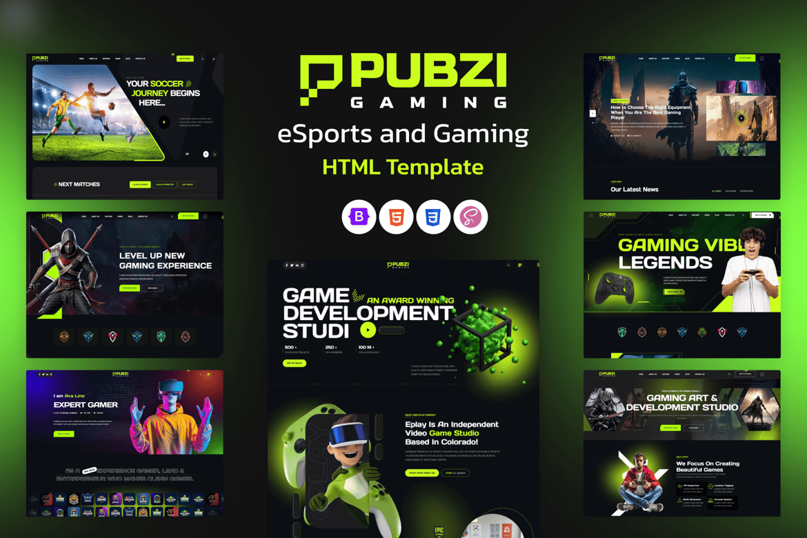 Pubzi – Template Website eSports dan Gaming yang Responsif