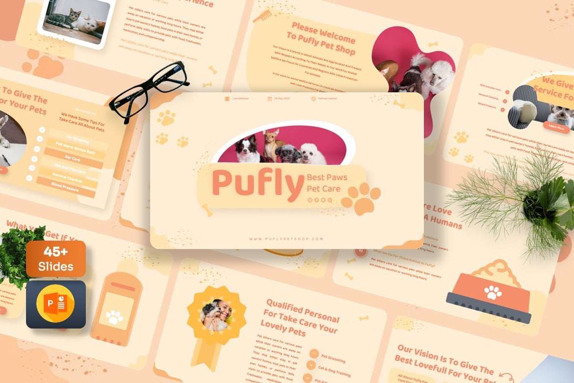 Pufly - Template Powerpoint Perawatan Hewan yang Menarik dan Profesional