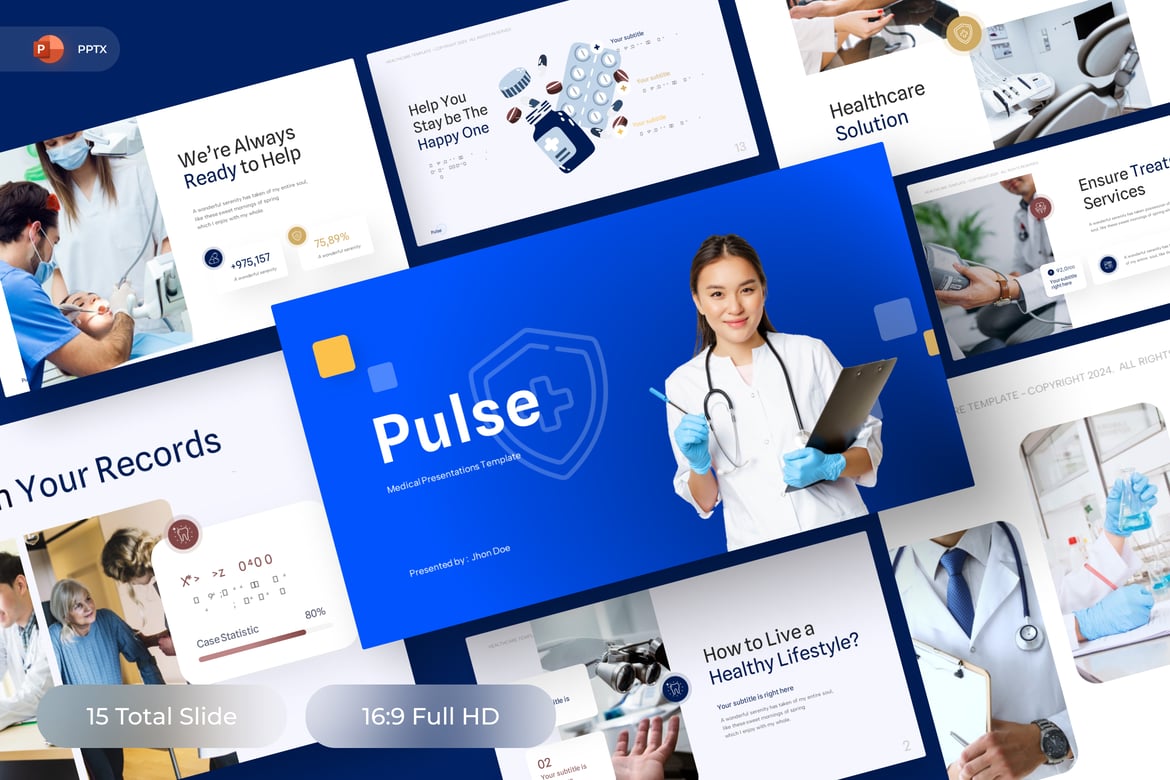 Template Presentasi Medis Pulse - PowerPoint yang Menarik