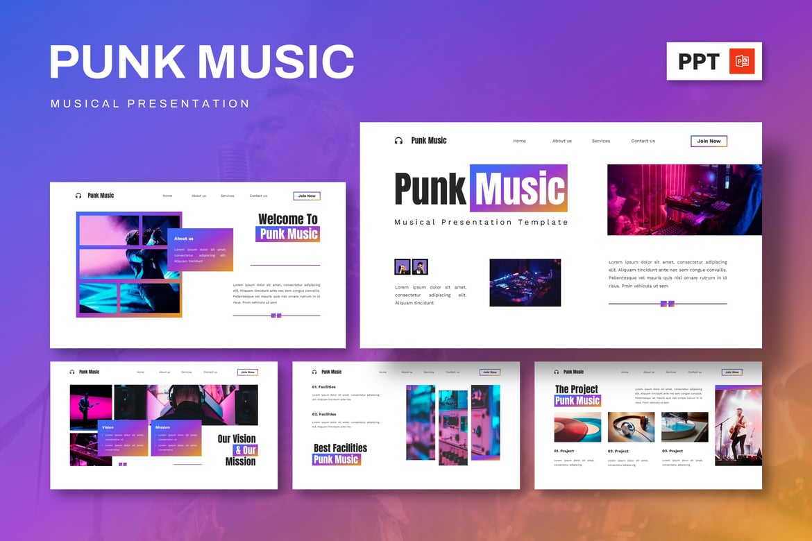 Template Presentasi Musik Punk - Powerpoint Kreatif