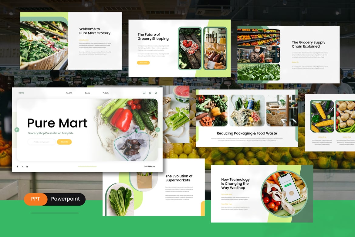 Template Presentasi PowerPoint Pure Mart untuk Toko Grosir
