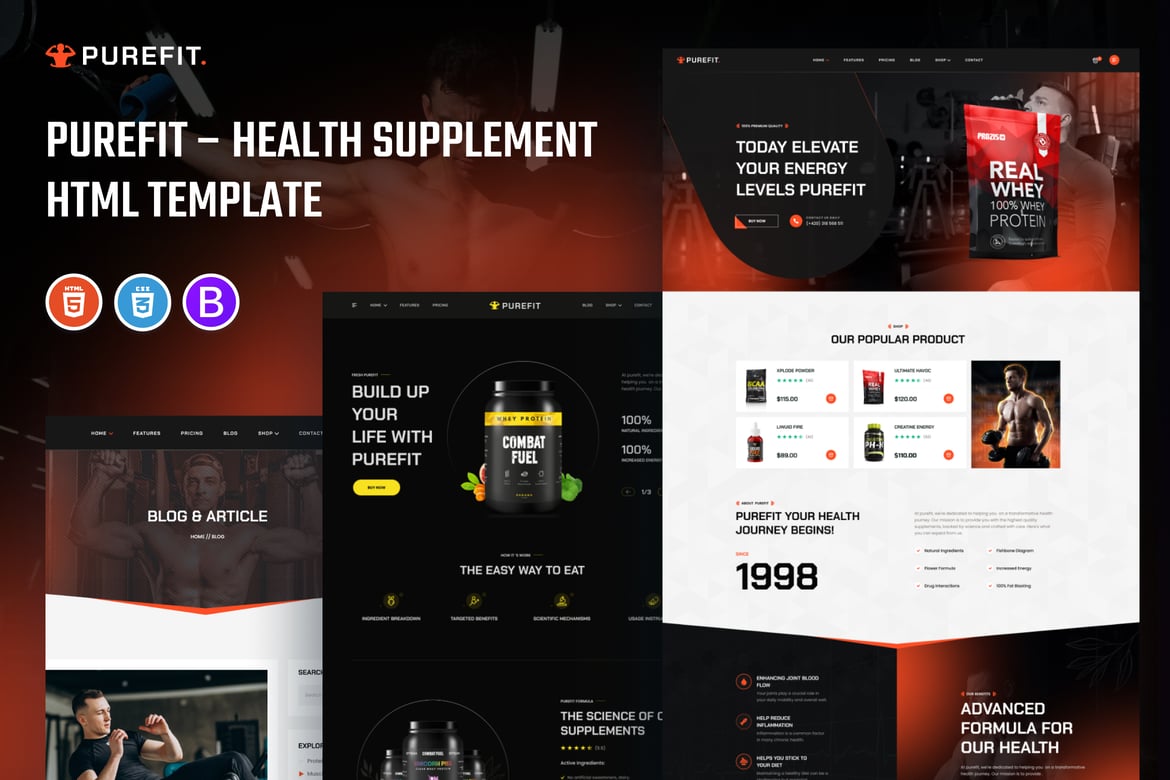 Template Website Purefit - Solusi Terbaik untuk Suplemen Kesehatan Anda