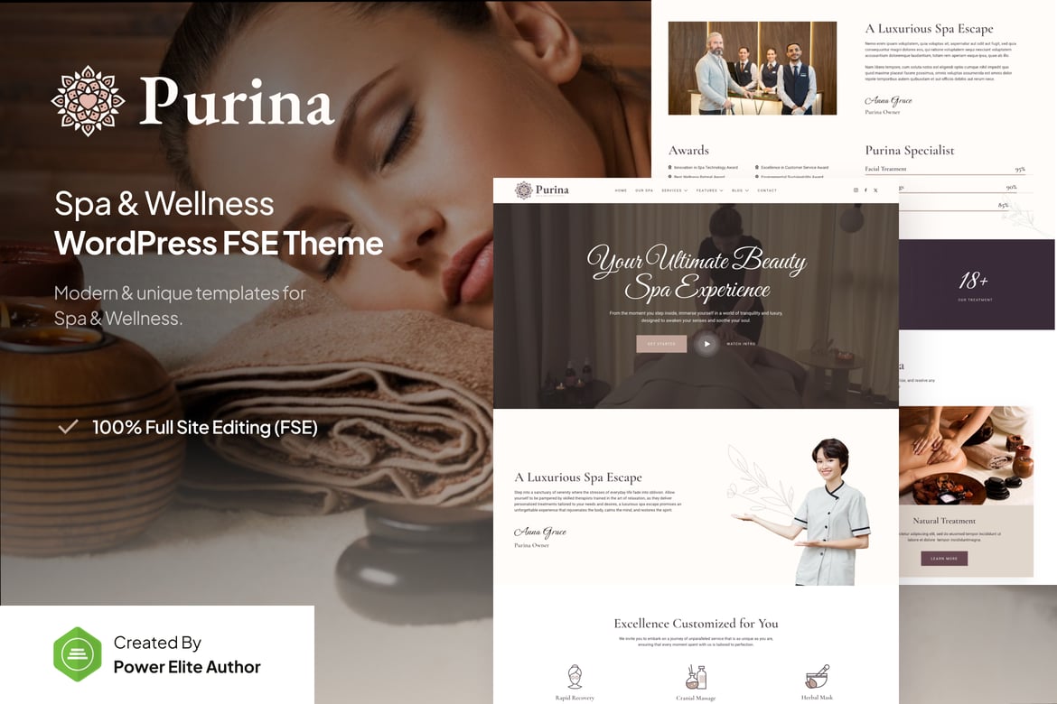 Purina – Tema WordPress Spa & Wellness yang Modern dan Fungsional