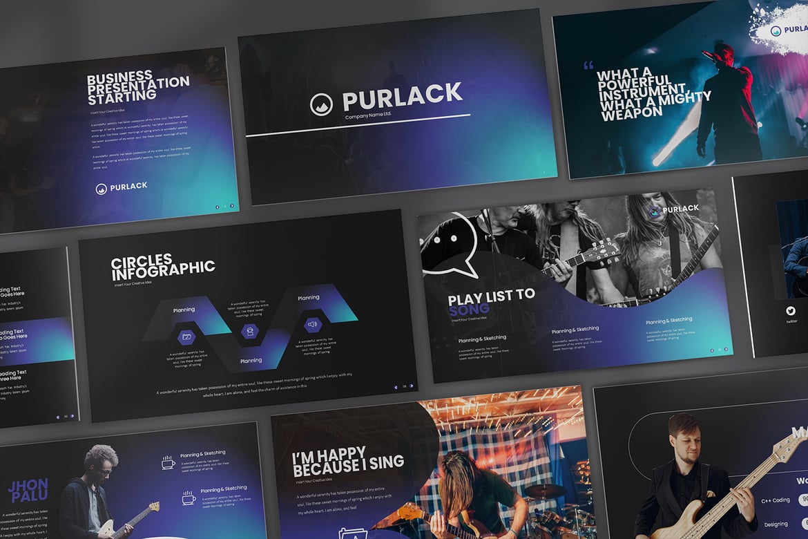 Template Presentasi PowerPoint Purlack yang Menarik dan Fleksibel